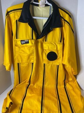 Yellow and Black Striped Men's Referee Jersey